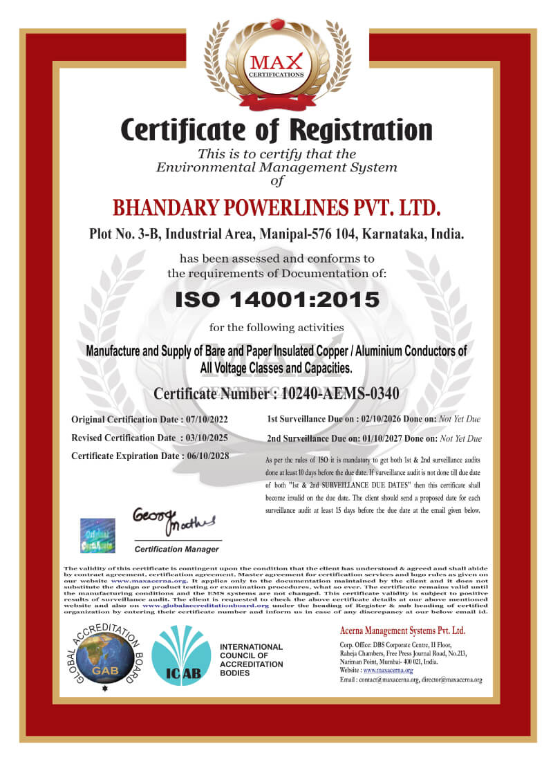 ISO 14001:2015 Certificate